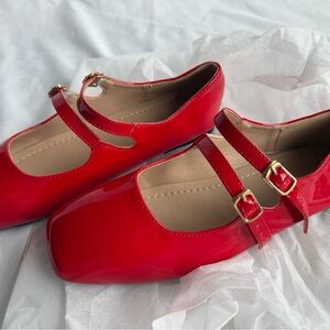 Red Patent Ballerina Flats